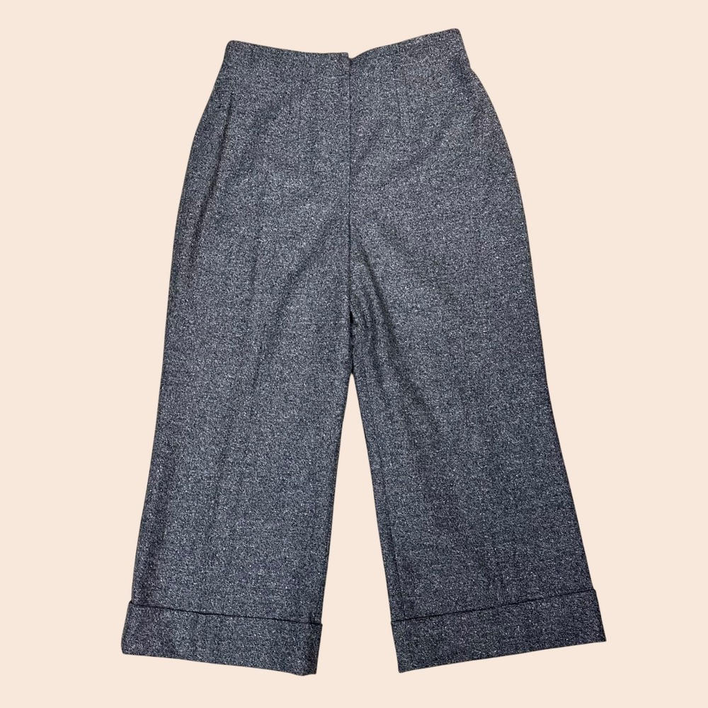 Escada Dark Gray Wool Blend Wide Leg Cuffed Trousers Size 40 US 10 Pants